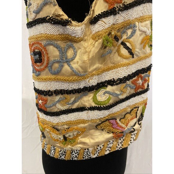 Vintage JO-RO IMPORTS Blouse Heavy Iridescent Beads 50s 60s Butterfly floral 12 - Picture 7 of 16